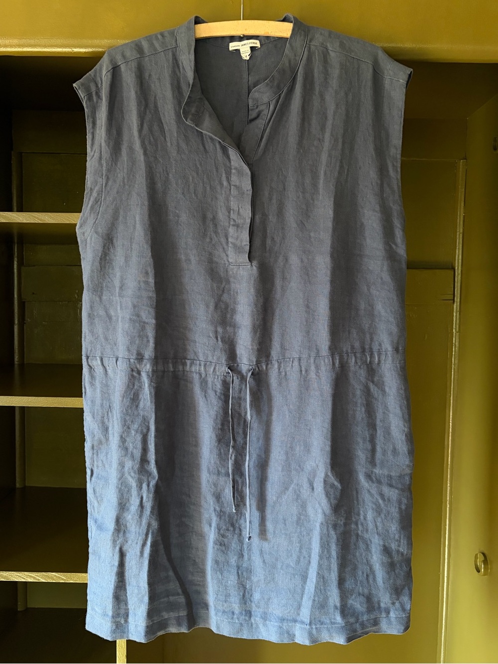 James Perse Blue Linen Sleeveless Dress